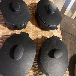 Set of 4 Black Cast Iron Mini Casserole Dishes with Lids